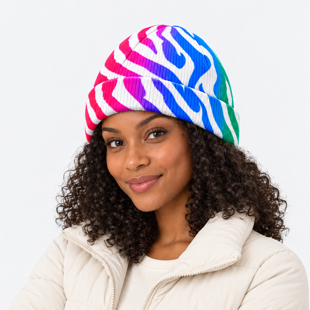 The Summit Knit | Fleece-Lined Winter Beanie - Black - Model