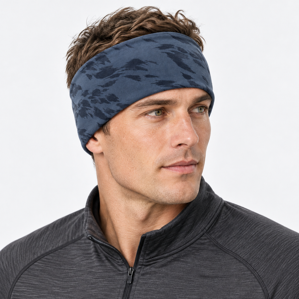 The Winter Pace | Wide Thermal Sports Headband - Dark Blue - Model
