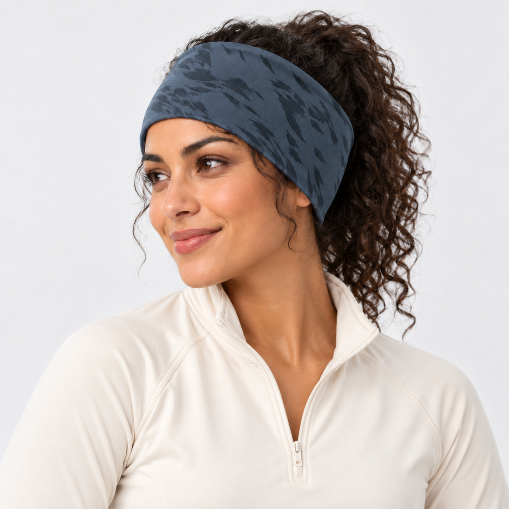 The Winter Pace | Wide Thermal Sports Headband - Dark Blue - Model