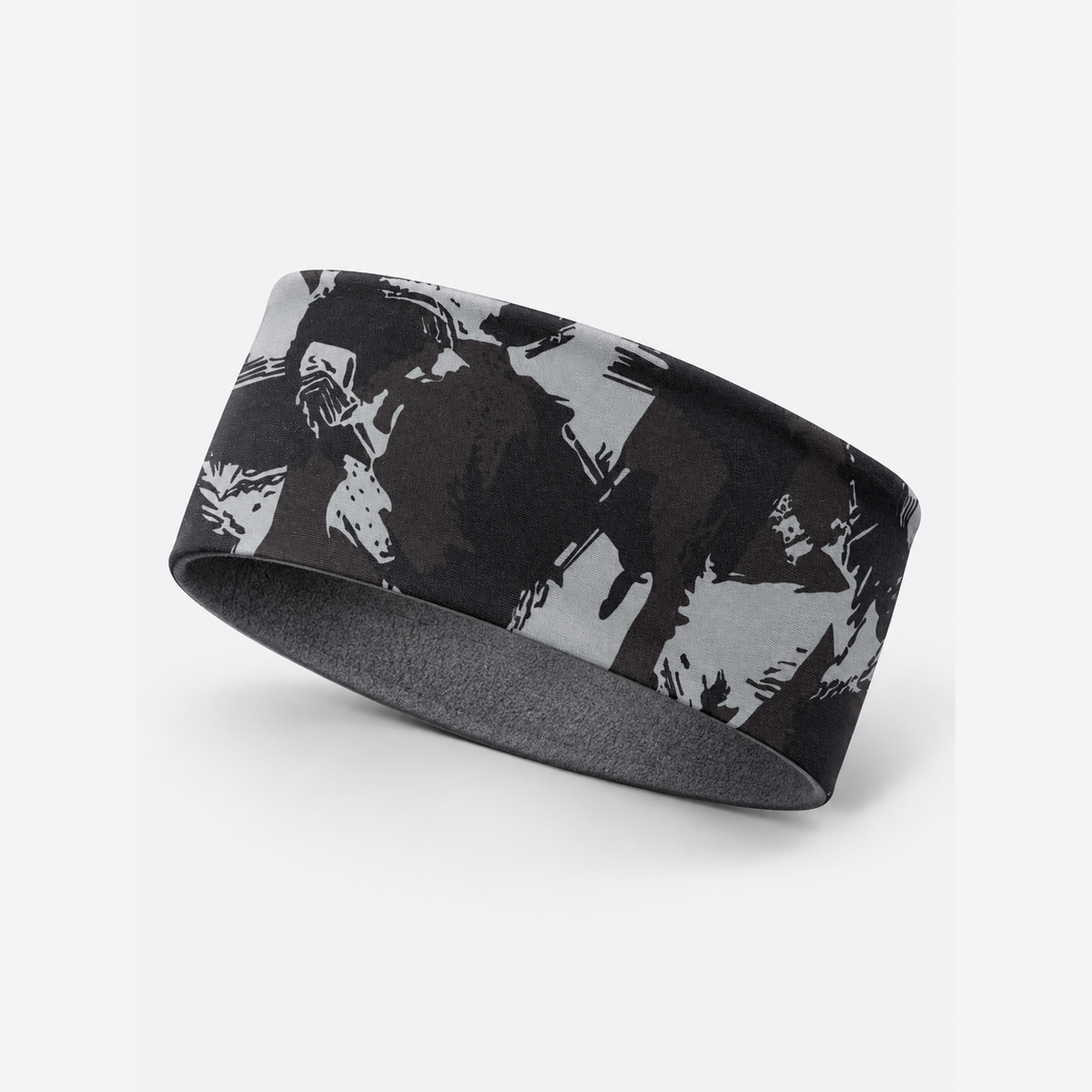 The Winter Pace | Wide Thermal Sports Headband - Black Grey - Product detail