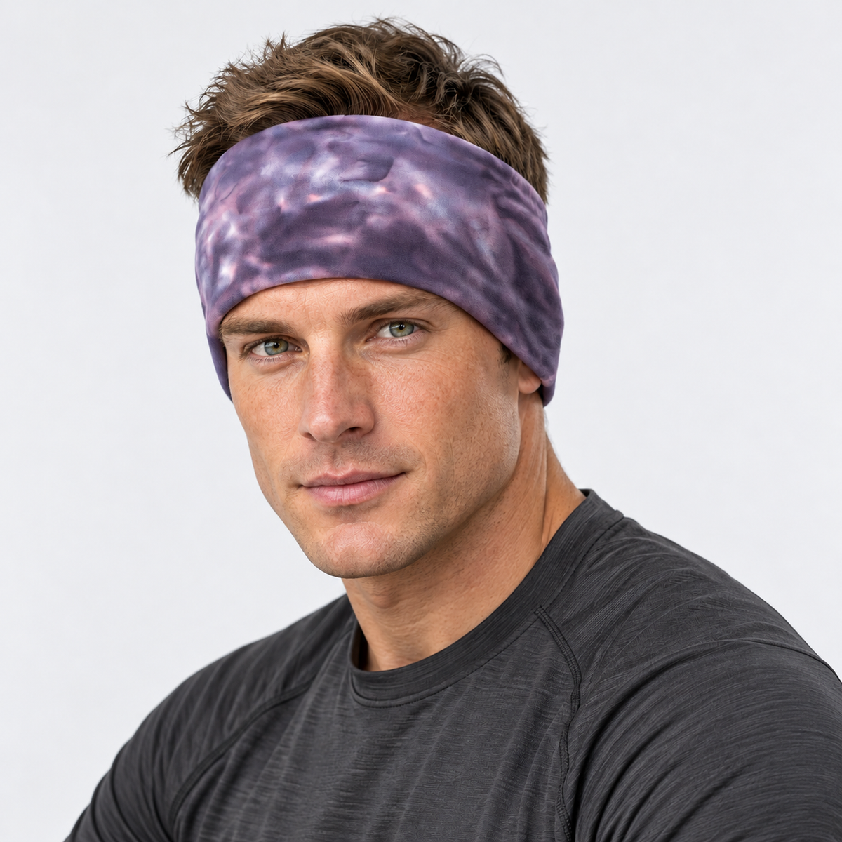 The Winter Pace | Wide Thermal Sports Headband - Pink - Model