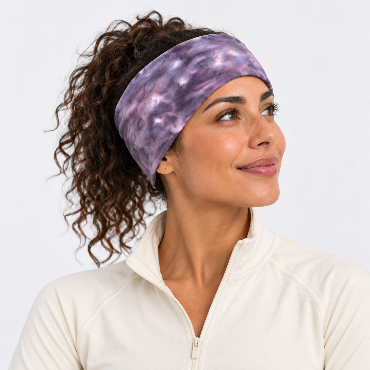 The Winter Pace | Wide Thermal Sports Headband - Pink - Model