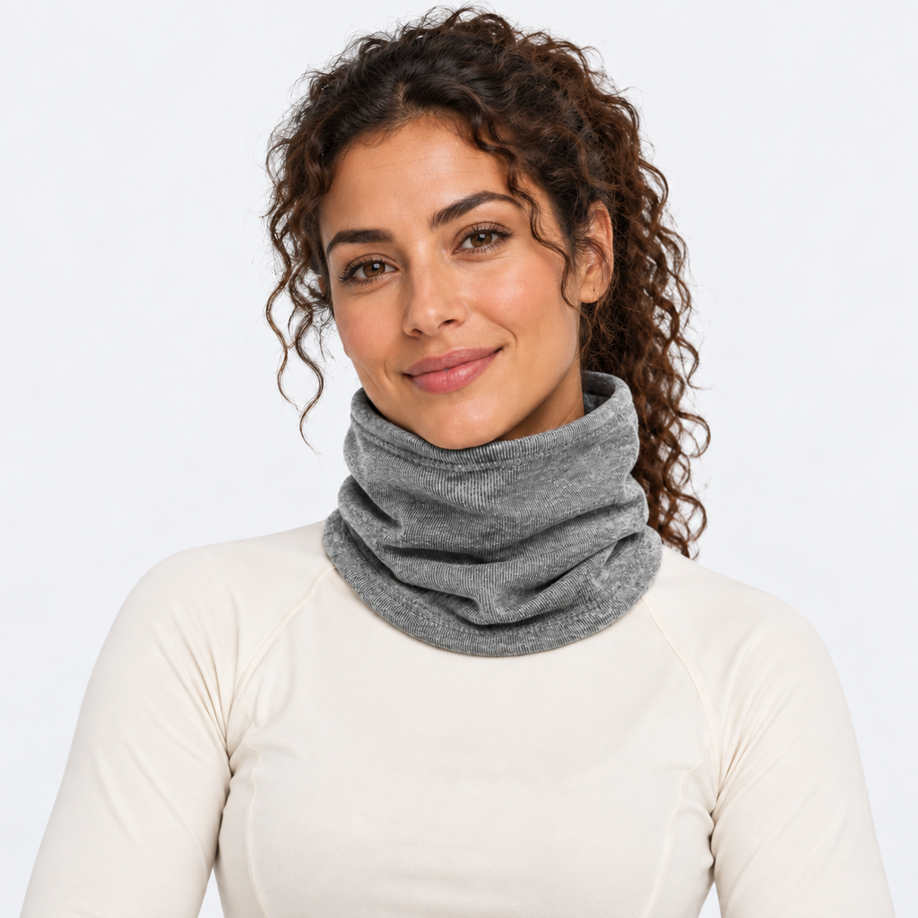 The Alpine Shield | Thick Thermal Neck Gaiter - Light Gray - Model