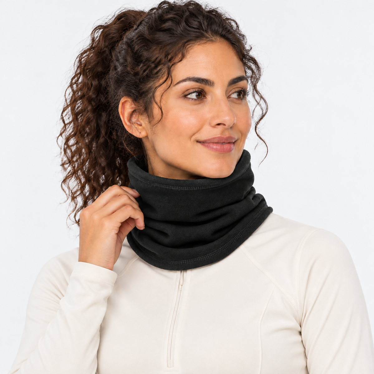 The Alpine Shield | Thick Thermal Neck Gaiter - Black - Model