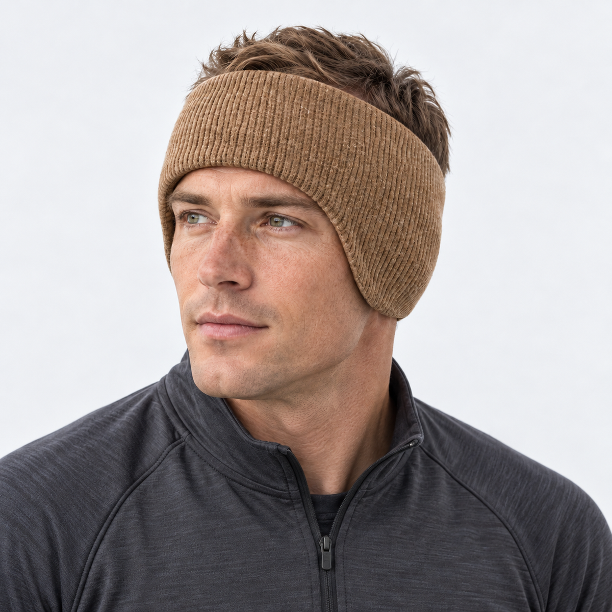 The Frost Line | Thermal Ear Warmer Headband - Khaki - Model