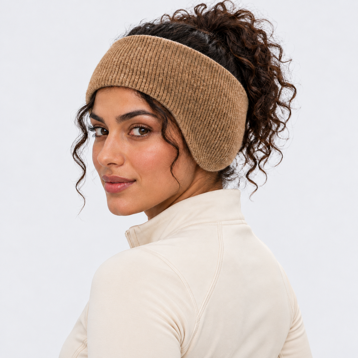 The Frost Line | Thermal Ear Warmer Headband - Khaki - Model