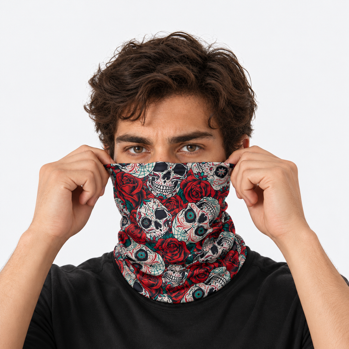 The Cipher | Ice Silk Street-Edge Gaiter - Skulls & Roses - Product detail