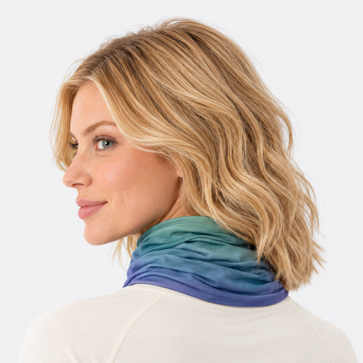 The Metro Pulse | Seamless Ice Silk Urban Gaiter - Purple & Green - Model