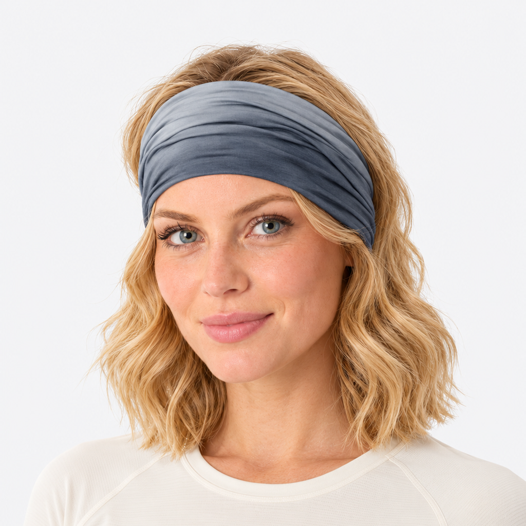 The Metro Pulse | Seamless Ice Silk Urban Gaiter - Blue & Gray - Model