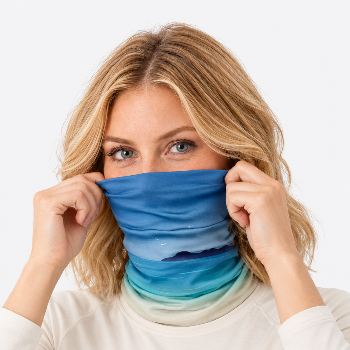 The Trailblazer | UV-Shield Ice Silk Performance Gaiter - Ocean Mist - Model