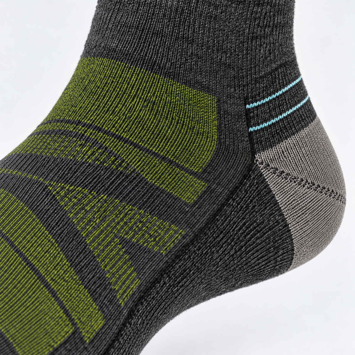 The Ridge Trek | Cushioned Merino Wool Hiking Socks - Gray Green - Product detail