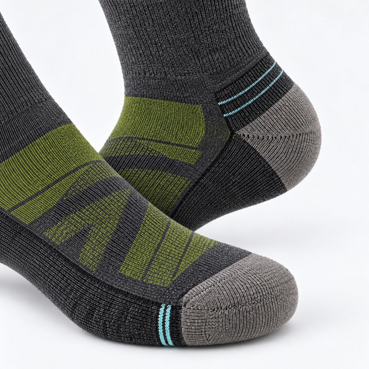 The Ridge Trek | Cushioned Merino Wool Hiking Socks - Gray Green - Product detail