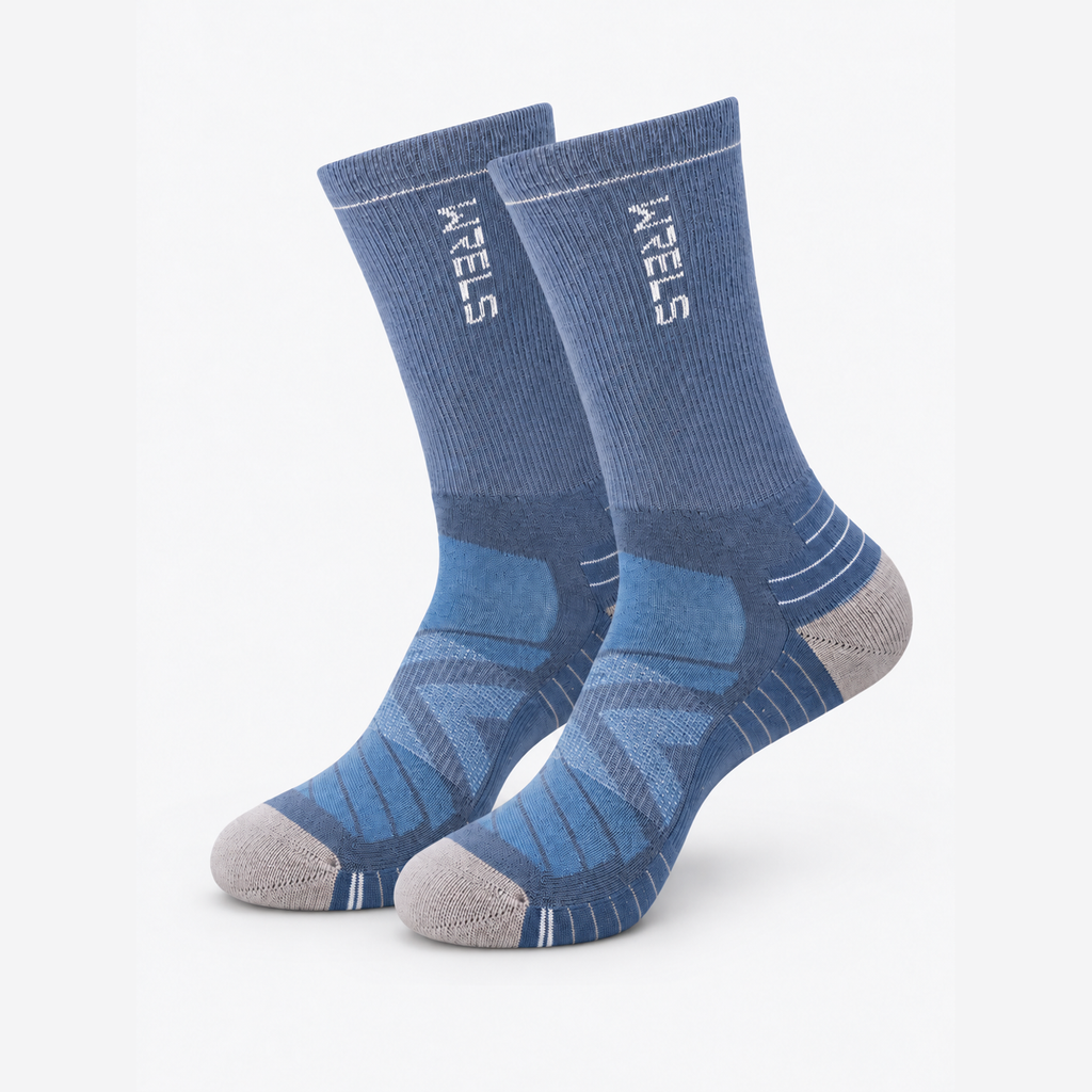 The Ridge Trek | Cushioned Merino Wool Hiking Socks - Blue - Product detail