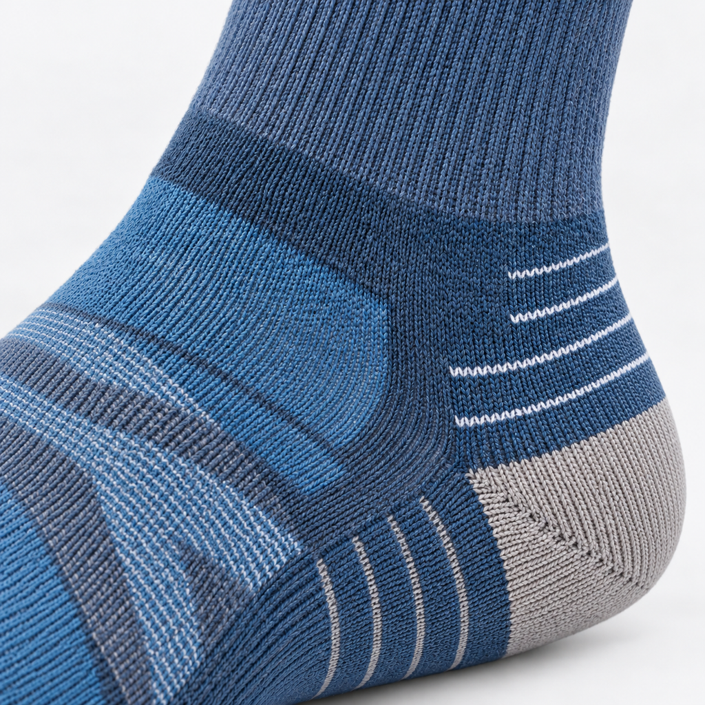 The Ridge Trek | Cushioned Merino Wool Hiking Socks - Blue - Product detail