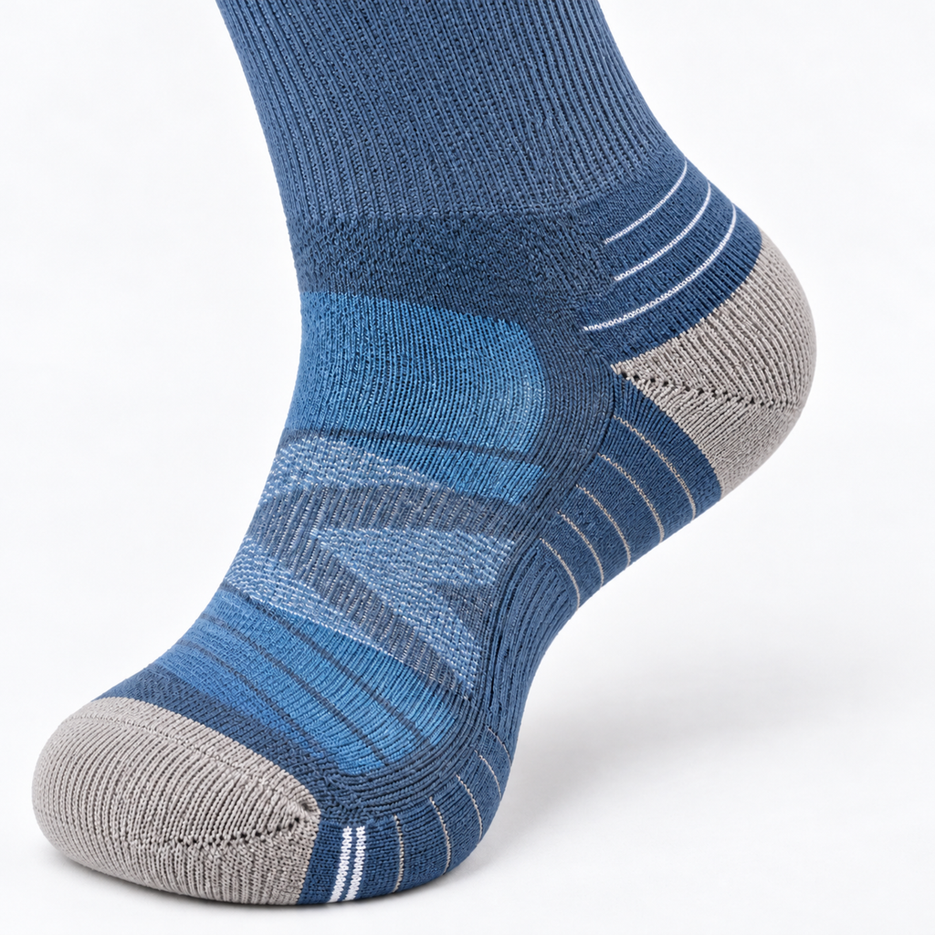 The Ridge Trek | Cushioned Merino Wool Hiking Socks - Blue - Product detail