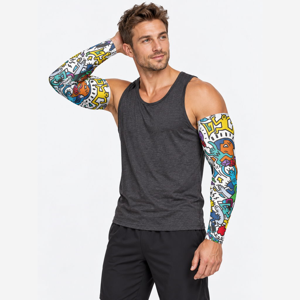 The Sunbound Set | Ice Silk Neck Gaiter & Arm Sleeves - Vivid - Arm sleeves on model