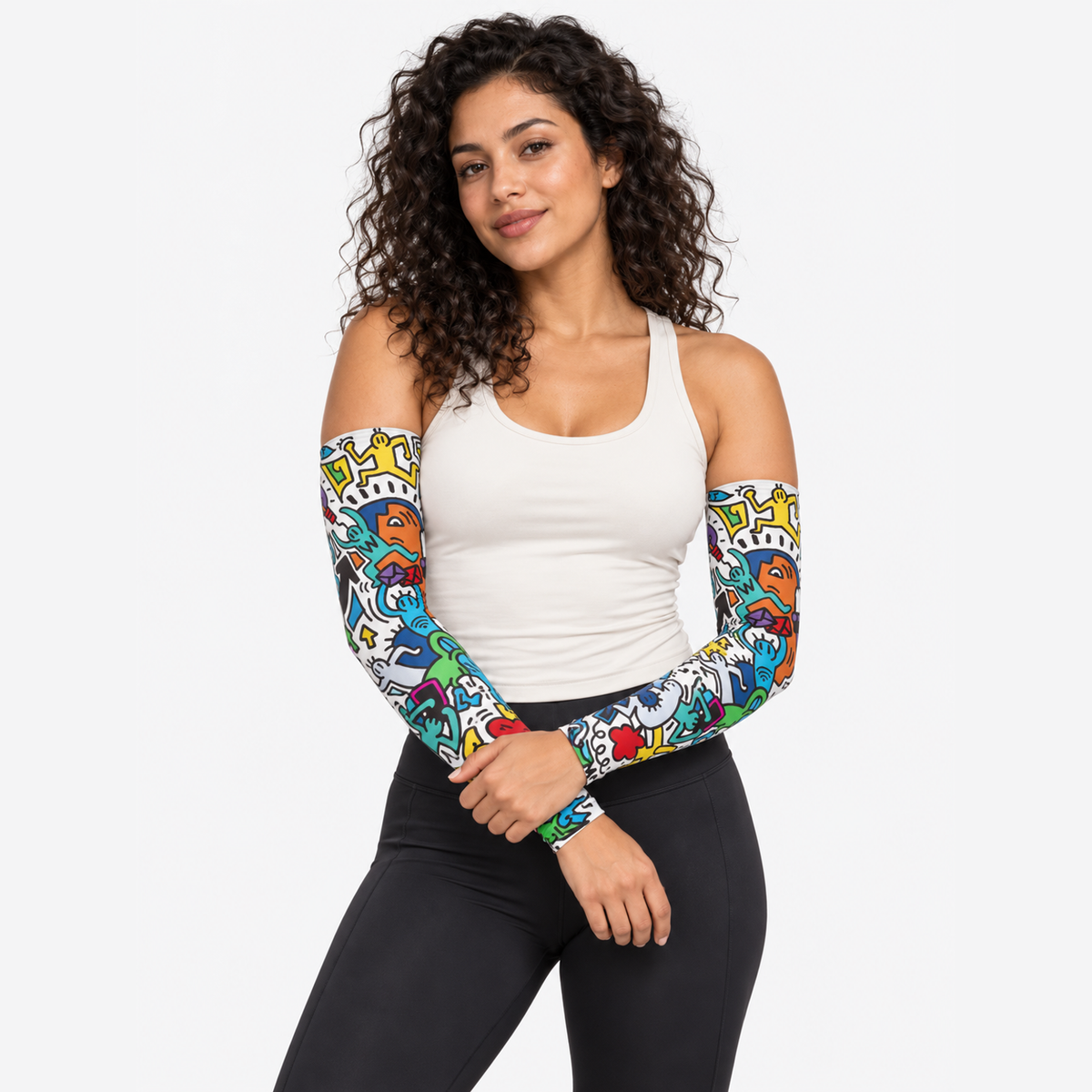 The Sunbound Set | Ice Silk Neck Gaiter & Arm Sleeves - Vivid - Arm sleeves on model