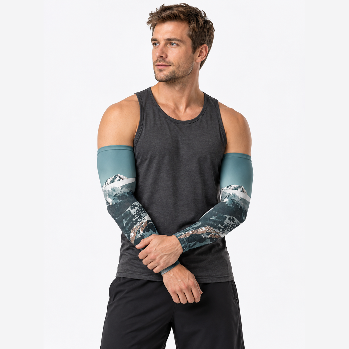 The Sunbound Set | Ice Silk Neck Gaiter & Arm Sleeves - Summit - Arm sleeves on model