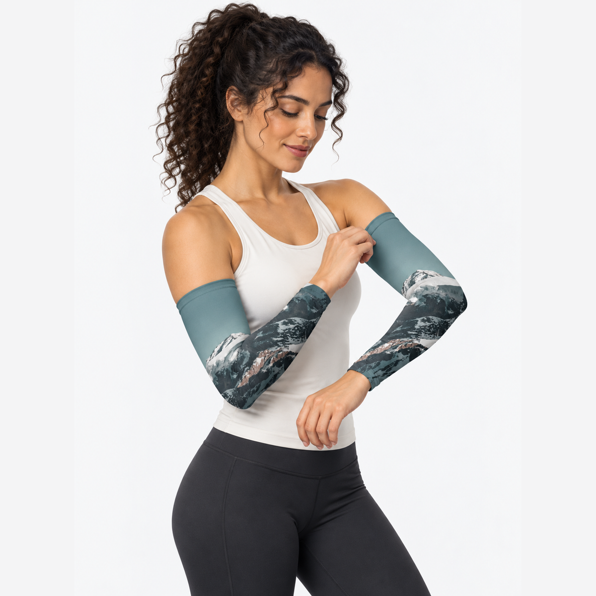 The Sunbound Set | Ice Silk Neck Gaiter & Arm Sleeves - Summit - Arm sleeves on model