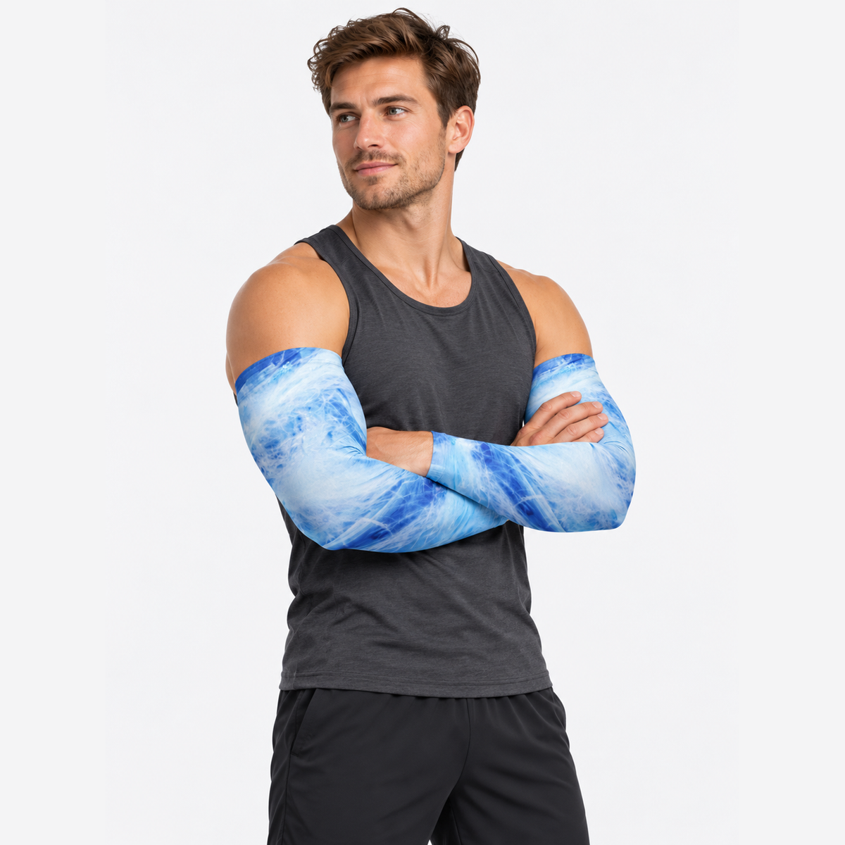 The Sunbound | Ice Silk Arm Sleeves - Drift - Model