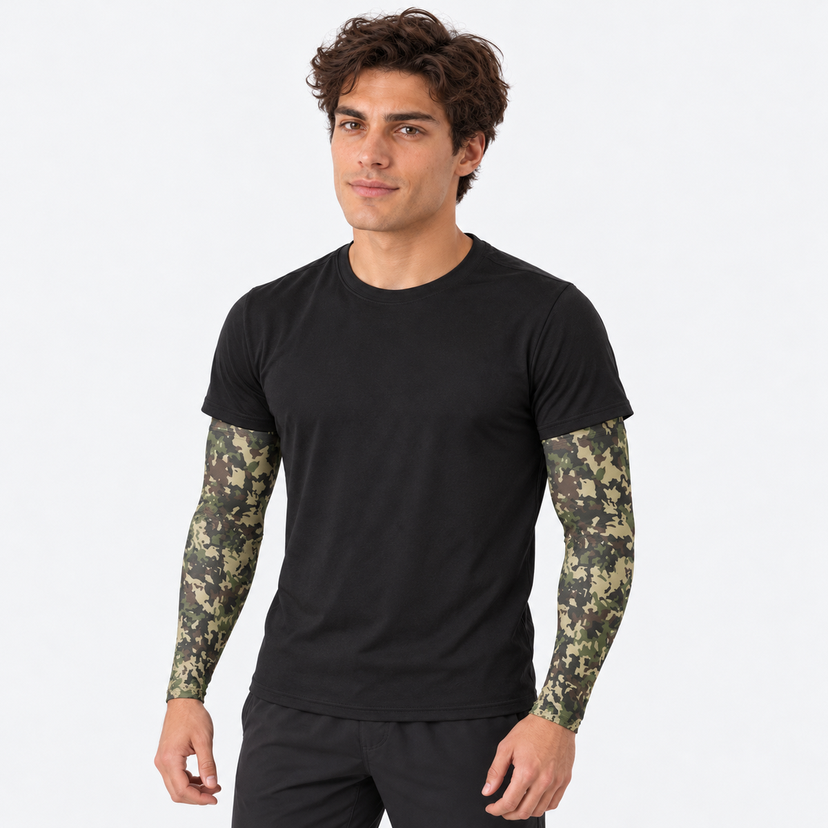 The Sunbound | Ice Silk Arm Sleeves - Ghost - Male model wearing arm sleeves